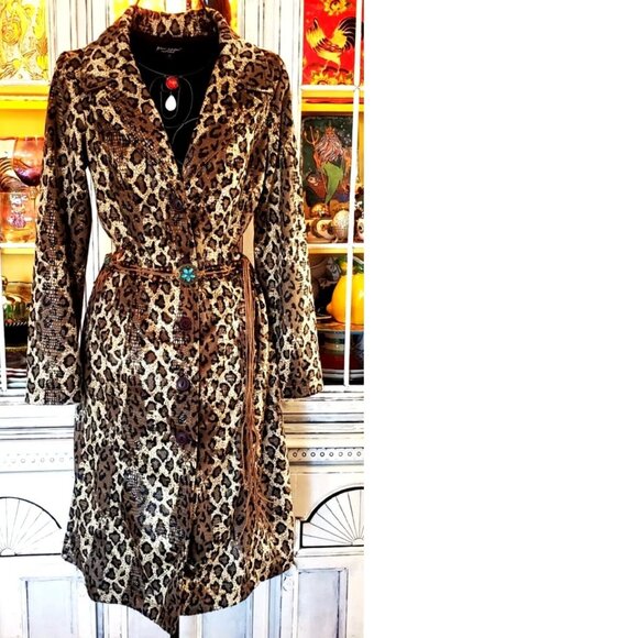 Vintage Betsey Johnson New York Leopard Velvet Snake Overlay Dress Coat Jacket S - Picture 4 of 14